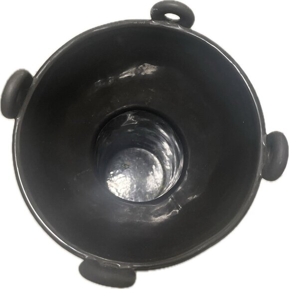 Urban Outfitters Modern Boho Vase Black Ceramic Pedestal Base - Picture 4 of 6